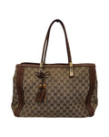 Gucci GG Monogram Canvas Bella Medium mit geflochtenen Henkeln, Lederquasten und Bamboo details.