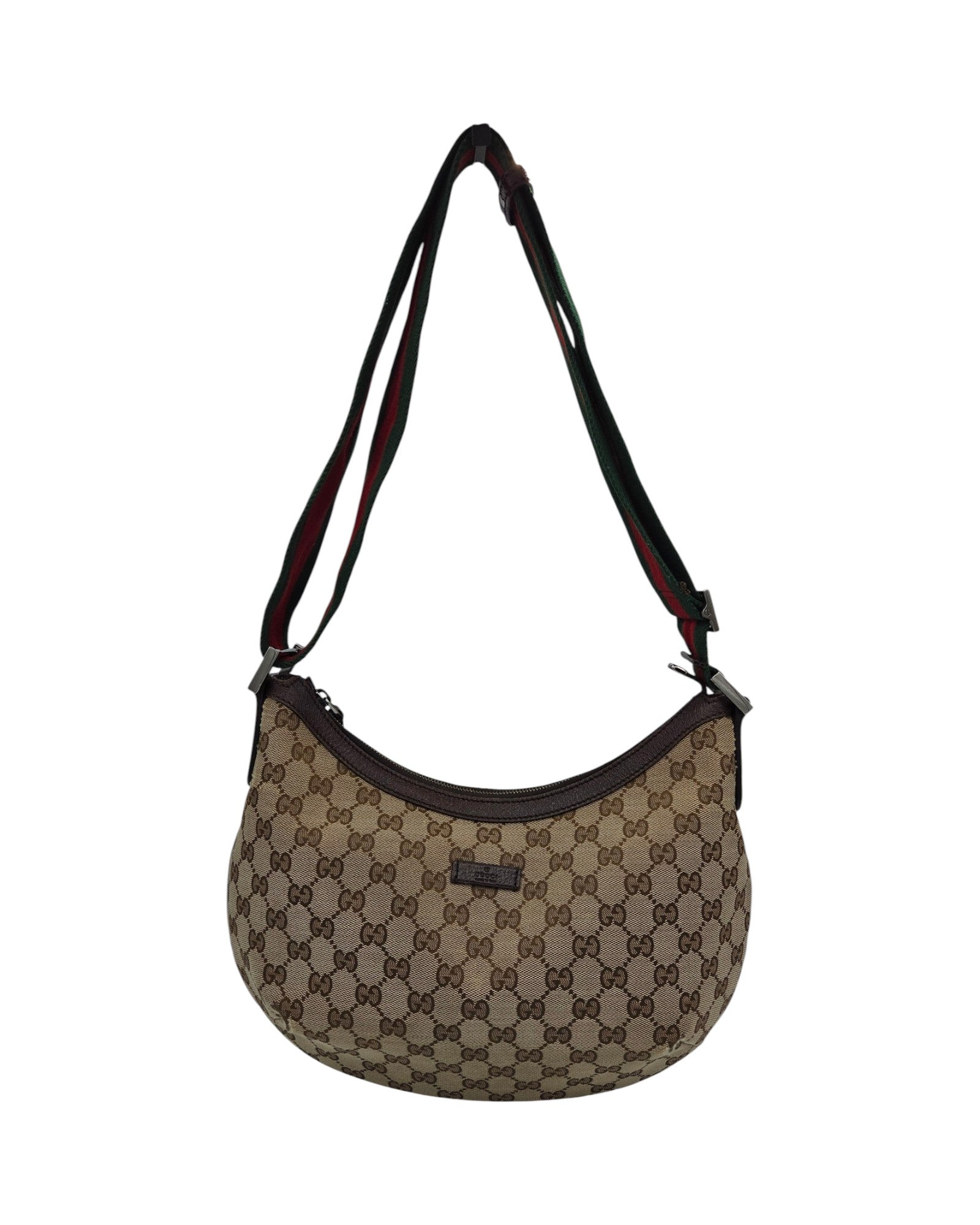 Gucci GG Monogram Canvas Cross Body Hobo Bag Braun