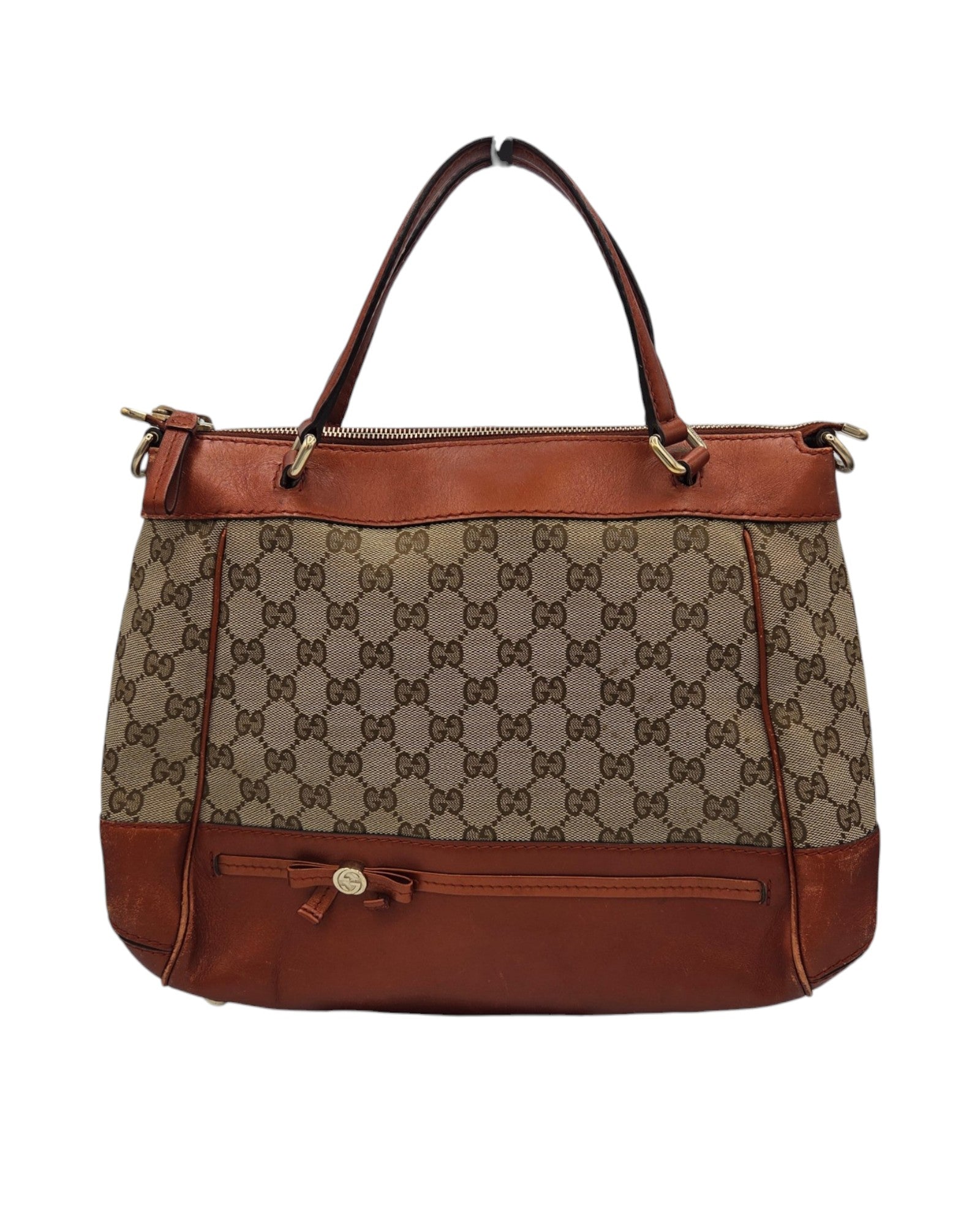 Gucci Mayfair Tote Bag GG Canvas Cognac Braun Leder