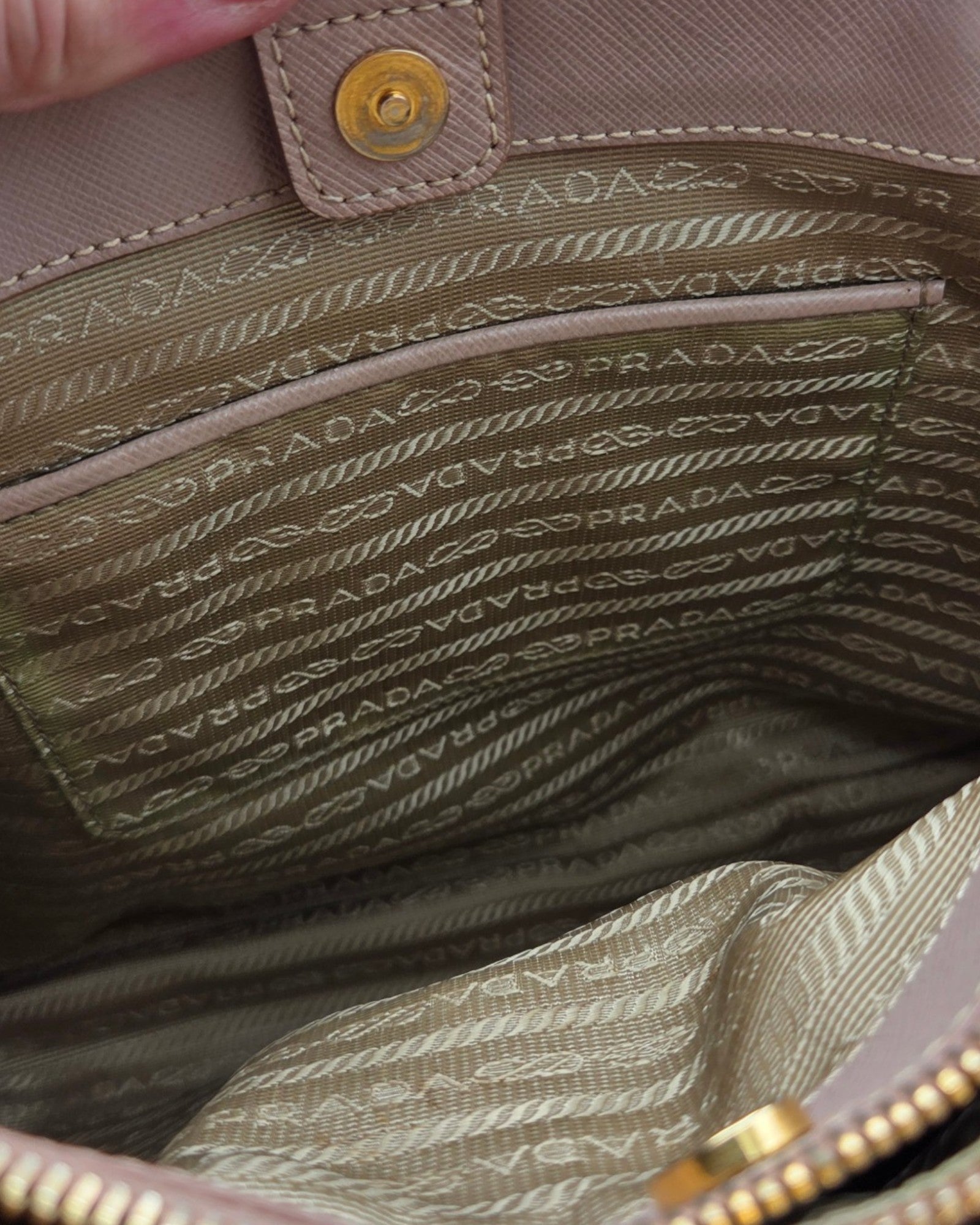 Prada Galleria Nude Saffiano Leder Groß
