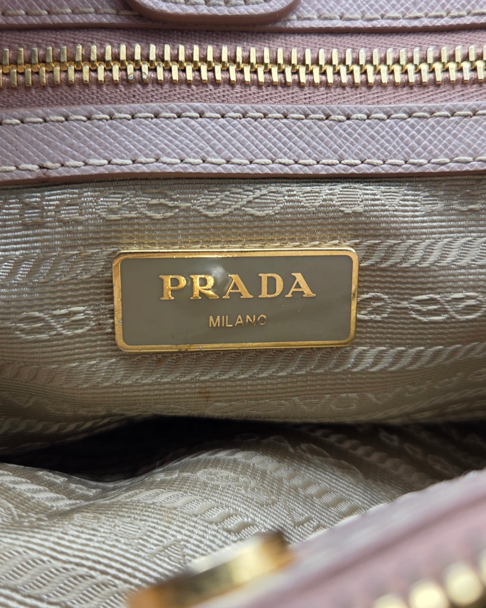 Prada Galleria Nude Saffiano Leder Groß