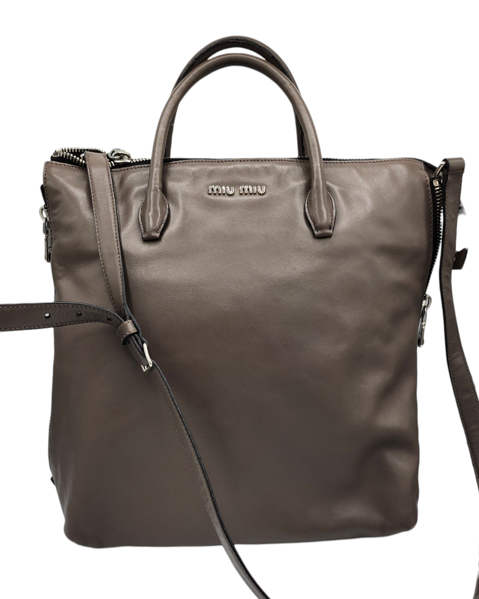 miu miu Tasche Grau Vorderansicht