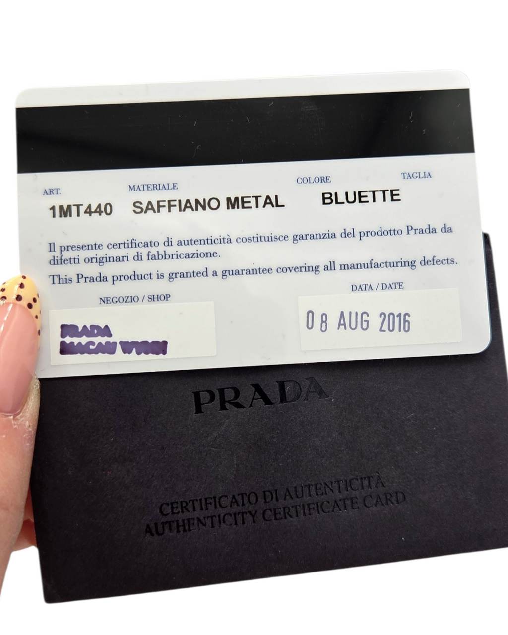 Prada Wallet on Chain Saffiano Bluette