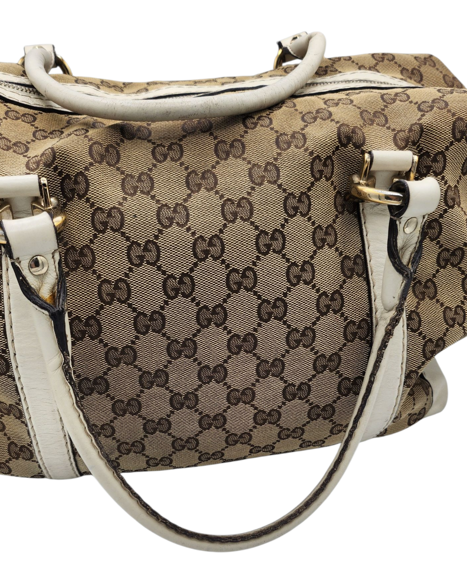 Gucci Canvas Horsebit Boston Bag