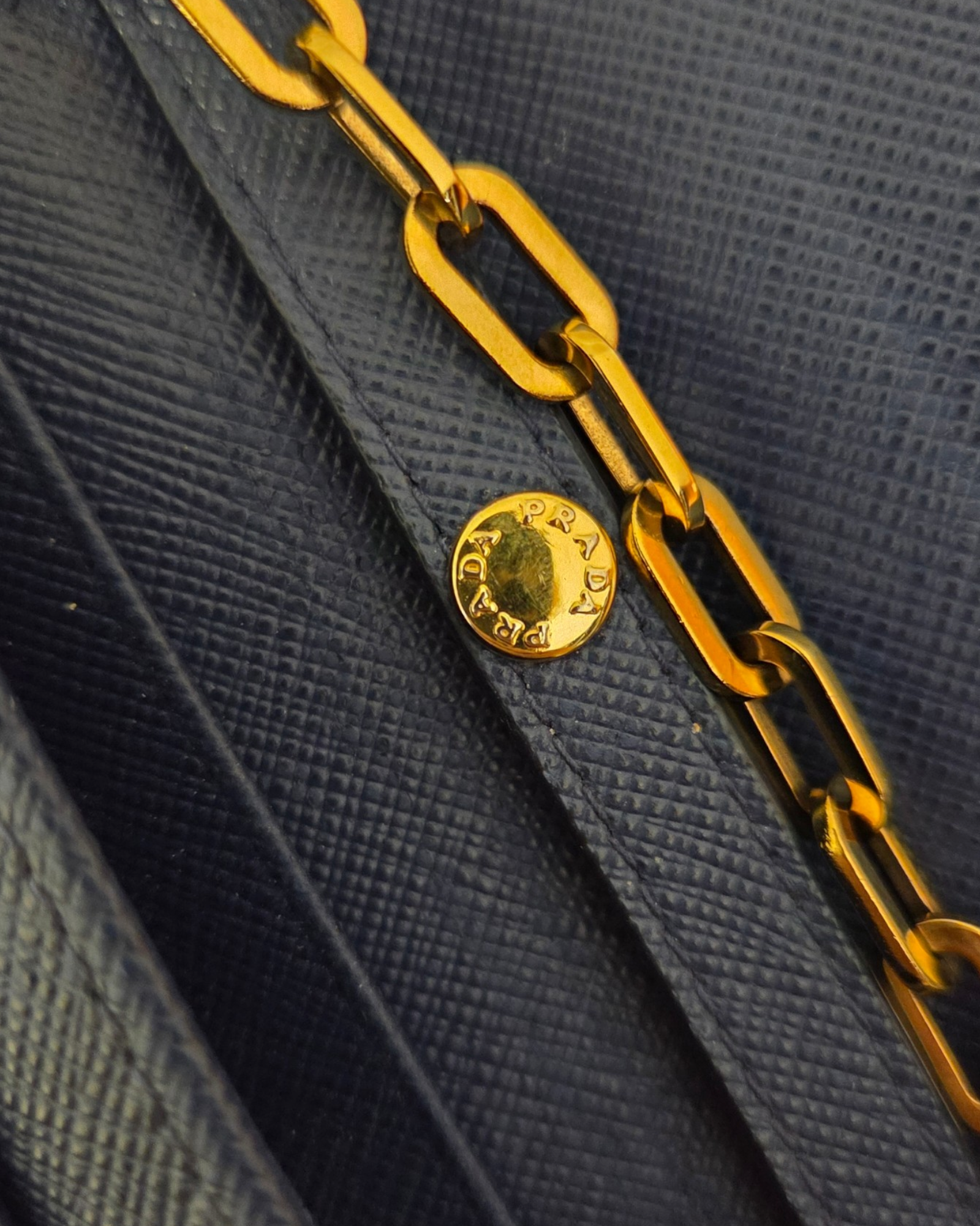 Prada Wallet on Chain Saffiano Bluette