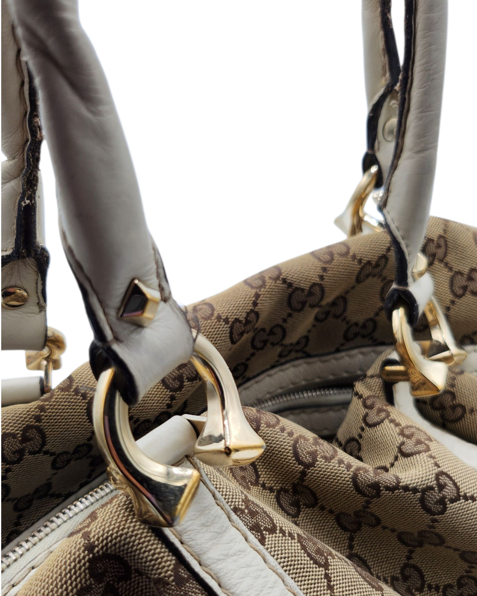 Gucci Canvas Horsebit Boston Bag