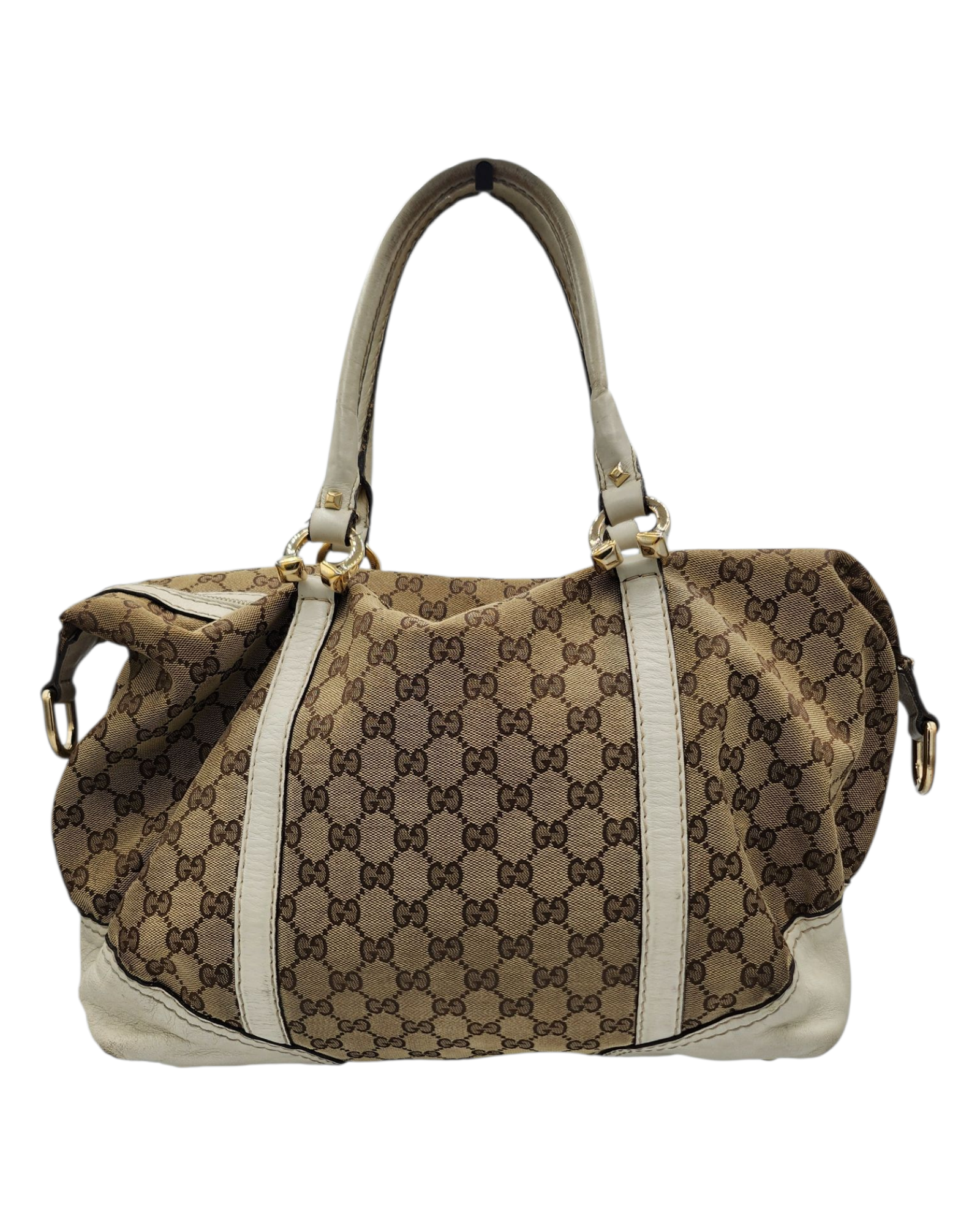 Gucci Canvas Horsebit Boston Bag