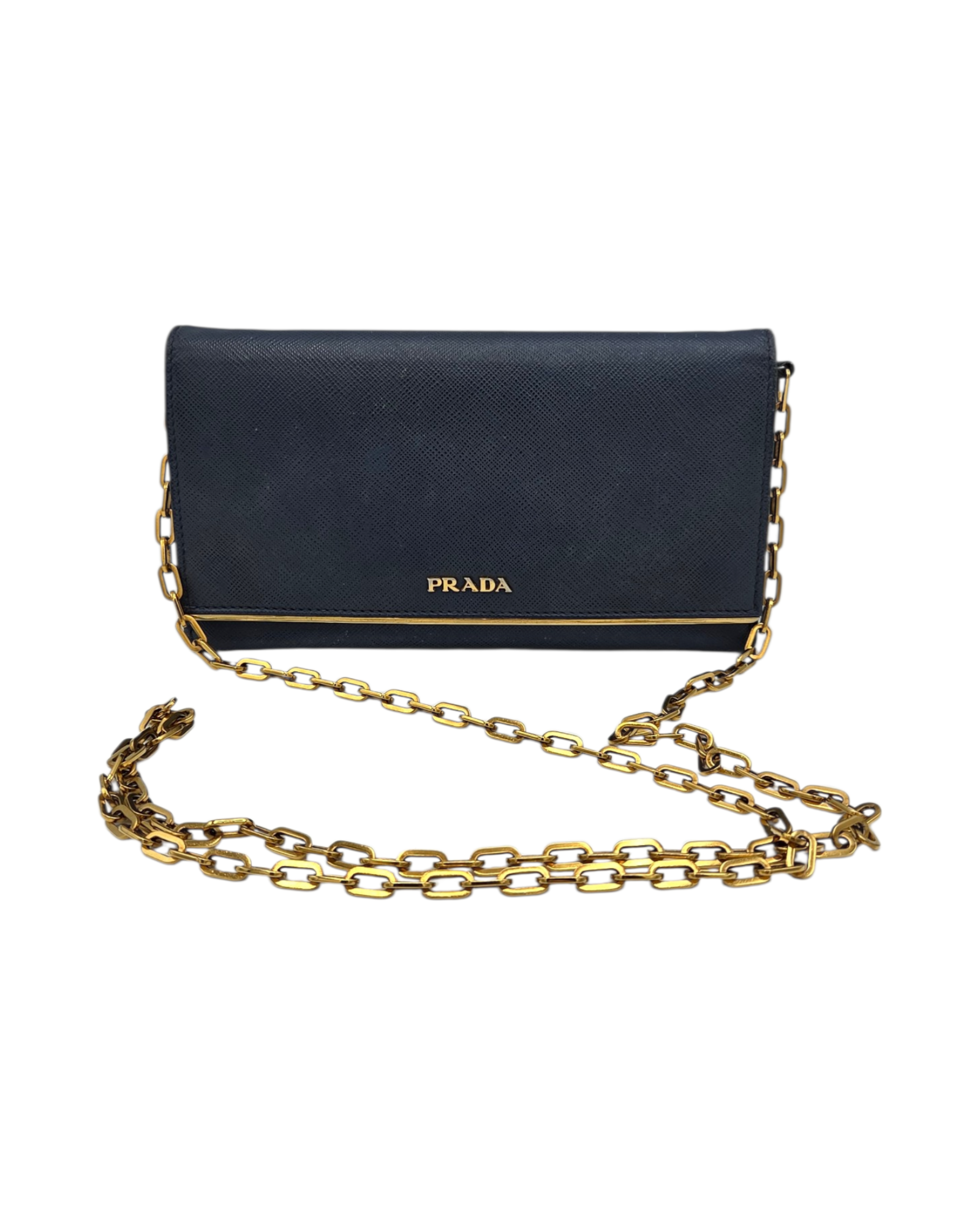 Prada Wallet on Chain Saffiano Bluette